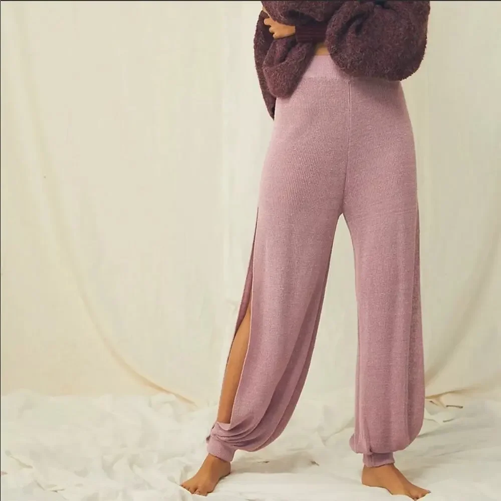 FREE PEOPLE RARE! Split Open Side Leg Ankle Wide Leg Knit Pants Size XS